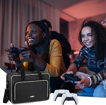 IVODEELA Console Carrying Travel Case Compatible with PS5,PS5 Pro,PlayStation 5,PS5 Digital Edition,Protective Storage Bag for PS5 Controllers,Headset,Game Discs,Charger,Accessories,Black