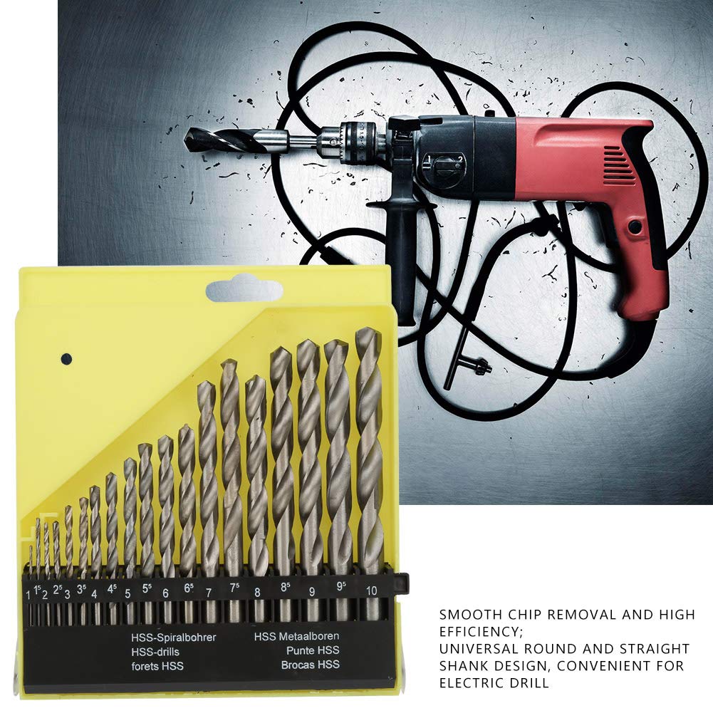19pcs HSS High Speed Steel Straight Shank Drill Bit Set Kit 1-10mm with Plastic Case for Easy Storage and Carry