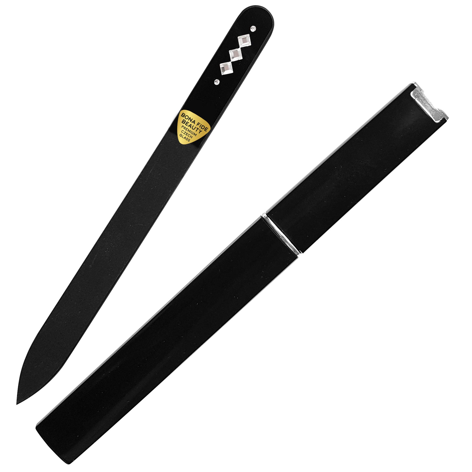 Crystal Nail File with Case, Czech Glass Nail File, Gentle Manicure Nail Care, File in Any Direction - Crystal File, Bona Fide Beauty Czech Glass