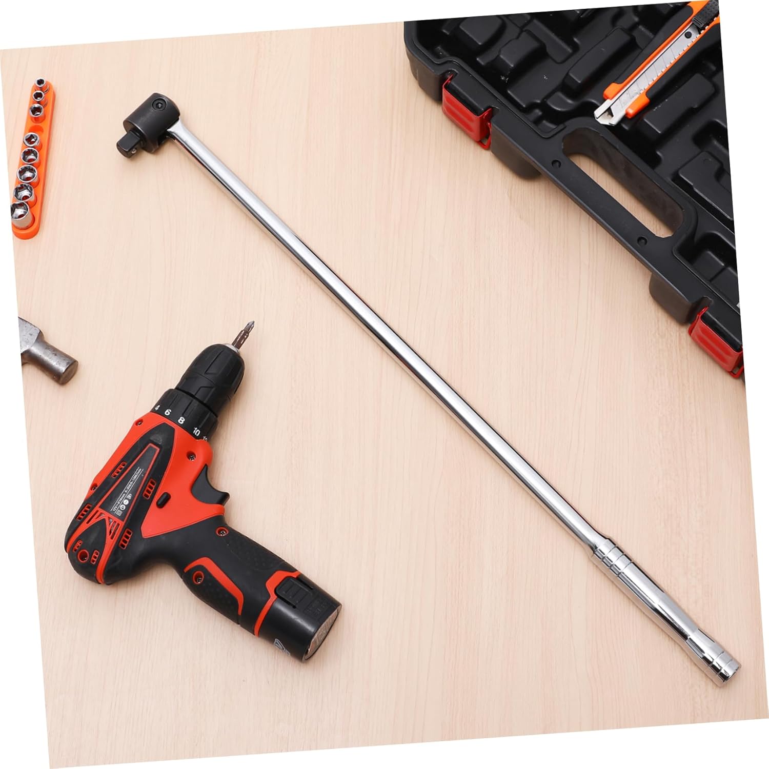 Mikikit Type Socket Wrench Flex Handle Breaker Bar Ratchet Screwdriver Rotatable Head Hand Tool