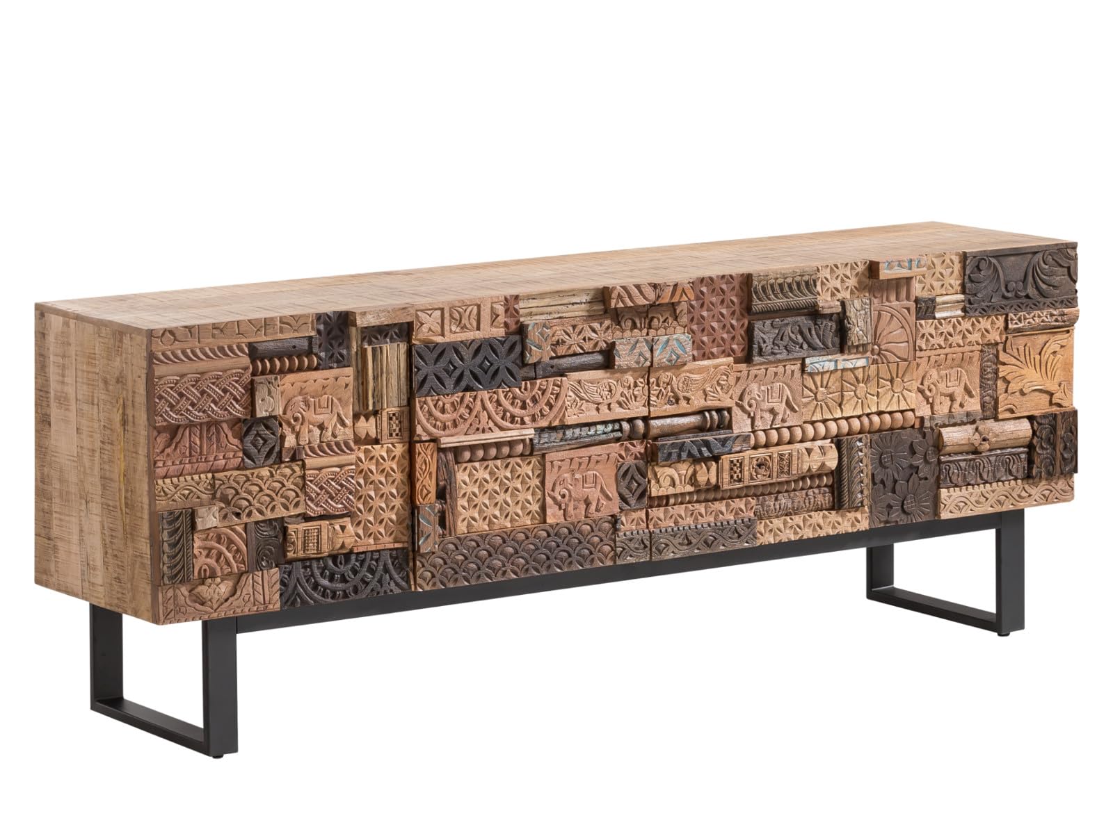 Massivum Sideboard Greenland 4-türig – Rustikale Anrichte aus Massivholz, recycelte Hölzer, 200x75x40 cm