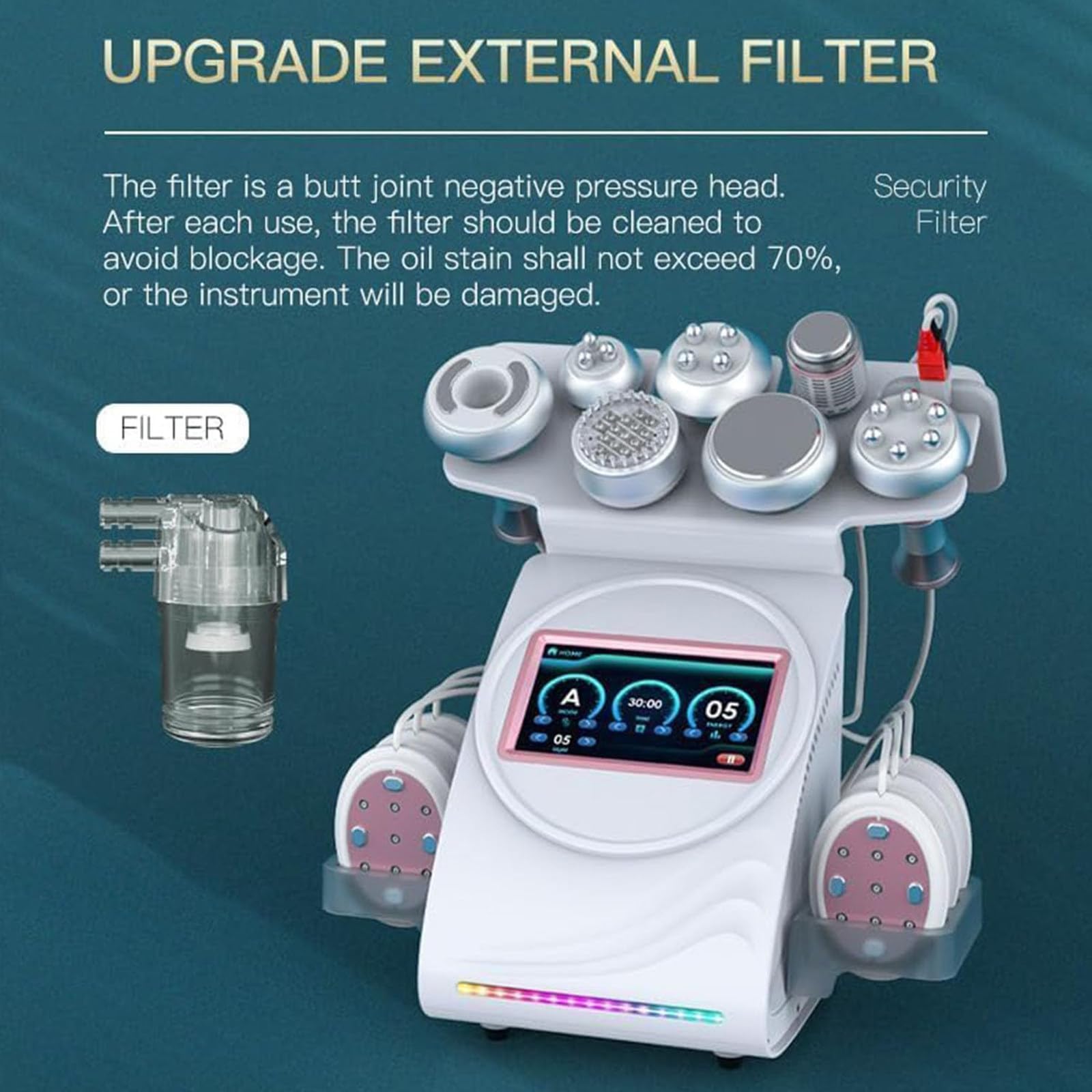 Dispositivo De Belleza Ultrasónico De Cavitación De 80 K - Dispositivo De Masaje para Contorno Corporal Y Facial - Dispositivo De Masaje RF para Reafirmante De La Piel, Dispositivo De Belleza Antiar