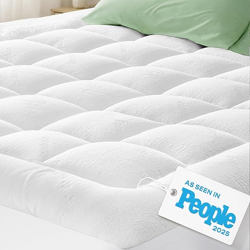 Vista 12 de Cubrecolchón ultrasuave tamaño California King - Viscosa hecha de bambú con almohada en la parte superior, acolchado para el alivio del dolor