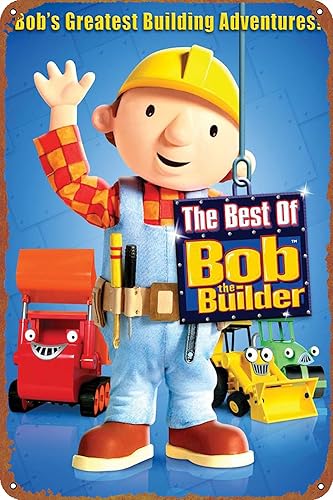 Bob the Builder - Póster de metal con logotipo de garaje vintage, decoración de pared para hombre, póster de película para tienda de autos antiguos,