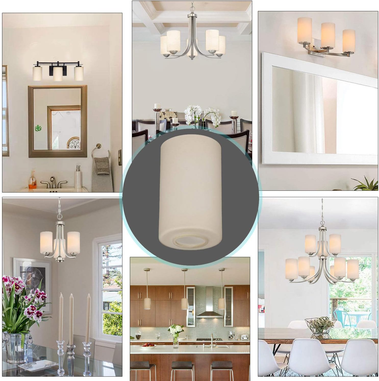 Rustic Amber Frosted Glass Lamp Shade Replacement with 1-5/8-Inch Opening for Chandelier Pendant Lighting Fixture Wall Sconce (3 Packs) A00107