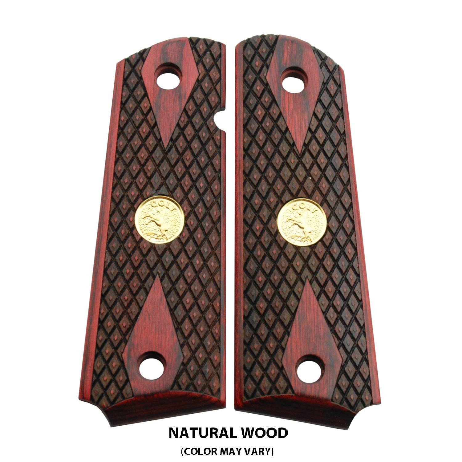 Altamont 1911 Grips - Spanish Diamond - Full Size Rosewood Wood Grips with Ambi Safety Cut - Fits Most Commander, Standard & Government 1911 Models - Made in USA