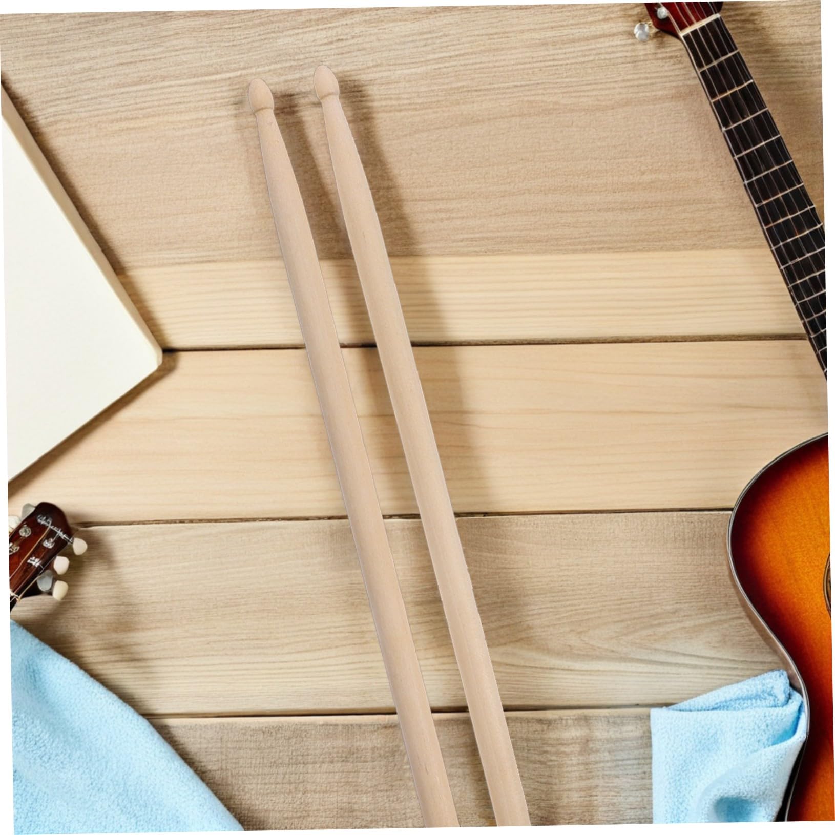 12 Pares Baquetas de Jazz de Madera Arce Baquetas para Batería y Jazz de Punta Redonda para Practicar en Casa Bandas Escolares y Presentaciones