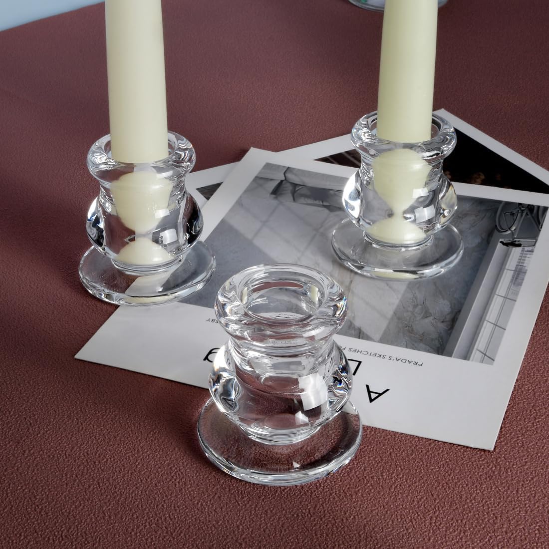 18PCS Taper Candle Holders Bulk,Clear Glass Candlestick Holders,Glass Candle Holder for Wedding Party,Festival Decoration - Image 3