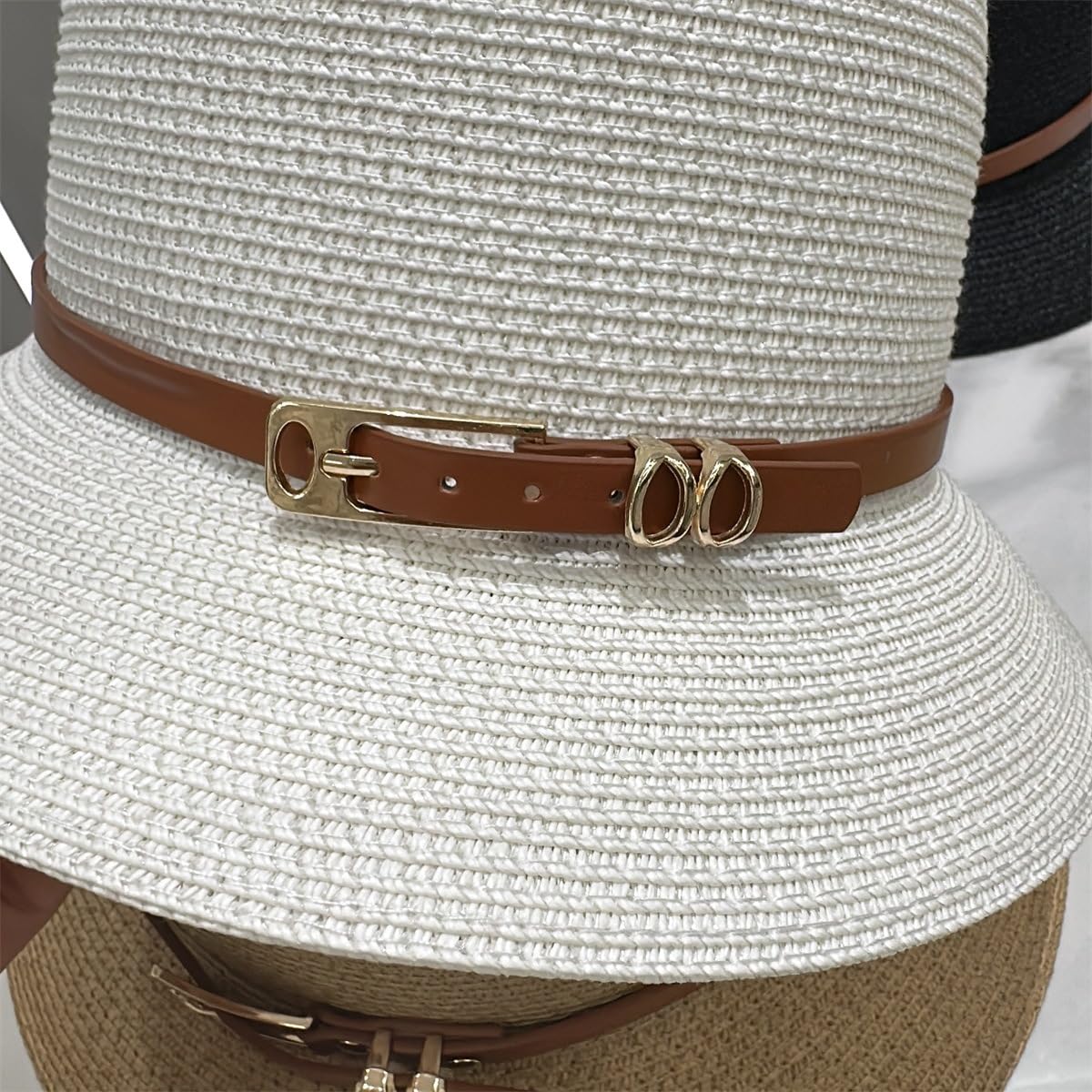 Sombrero de Paja de Verano para Mujer,de ala Ancha,Ligero,con Hebilla de Metal,Plegable,Transpirable,para Playa,Actividades Al Aire Libre