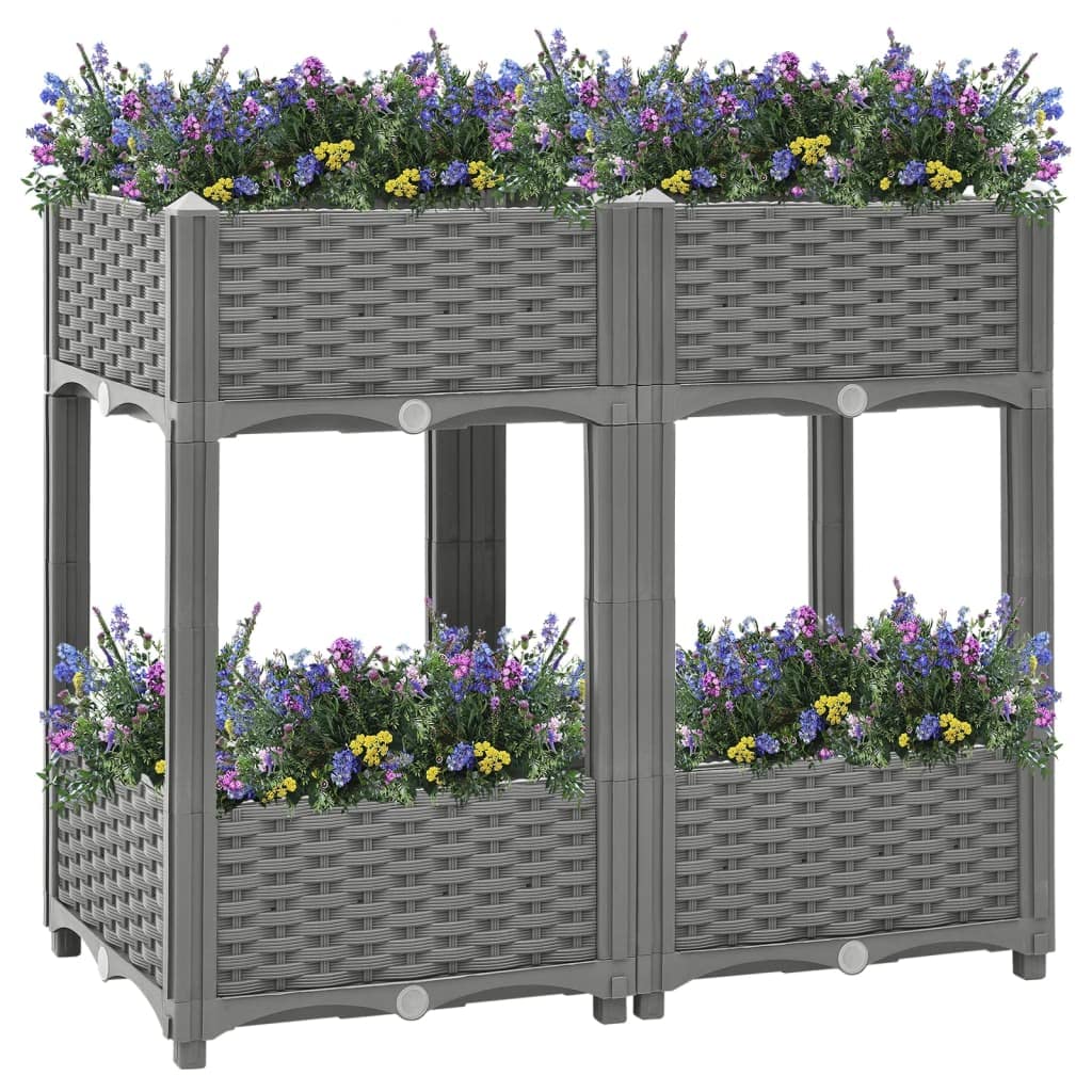 Jardinera elevada 80 x 40 x 71 cm de polipropileno - Jardinera de exterior, huerto vertical elevado de exterior para balcón y jardín, mini huerto elevado para plantas, jardín vertical de