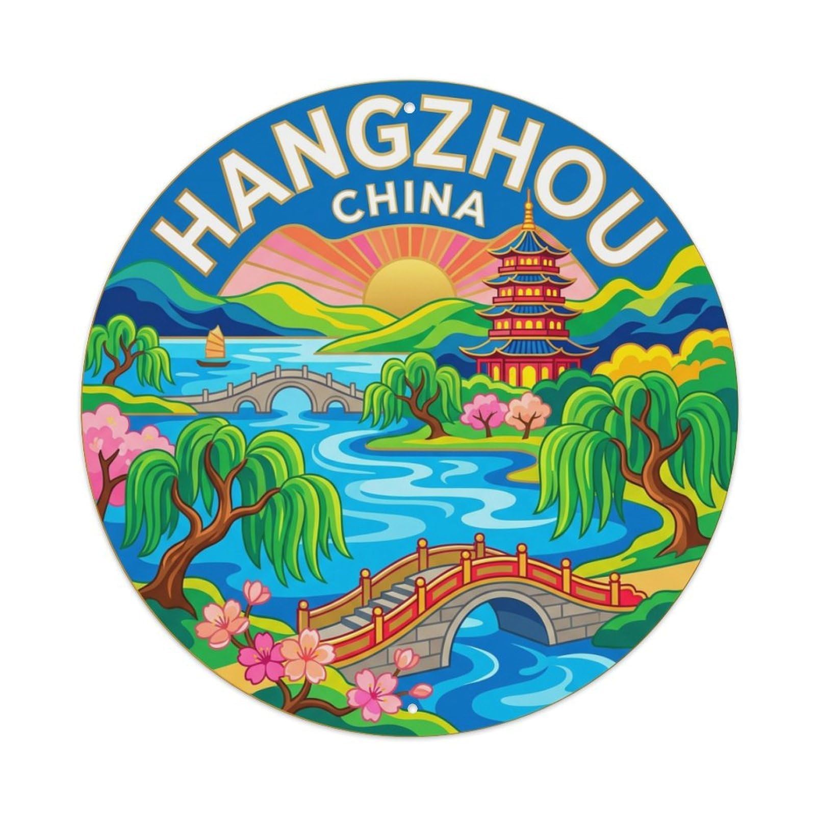 Retro China Travel Hangzhou Metal Tin Sign