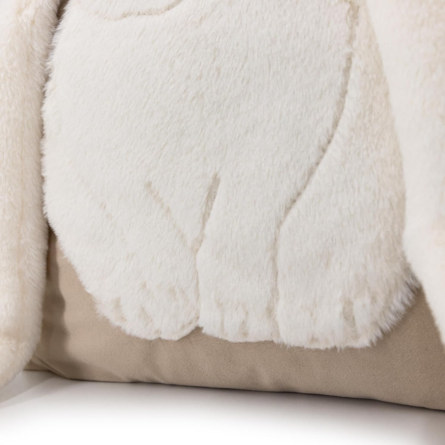 JWH Easter Rabbit Throw Pillow Cover Decorative Faux Fur Bunny Pillow Case Velvet Pillowcase Animal Cushion for Bed Living Room Couch Chair 18x18 Inches Beige White