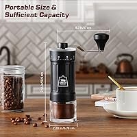 Vista 4 de Molinillo de café manual, molinillo de café de capacidad de 0.88 oz con 40 ajustes externos ajustables, molino cónico de fresas cerámicas