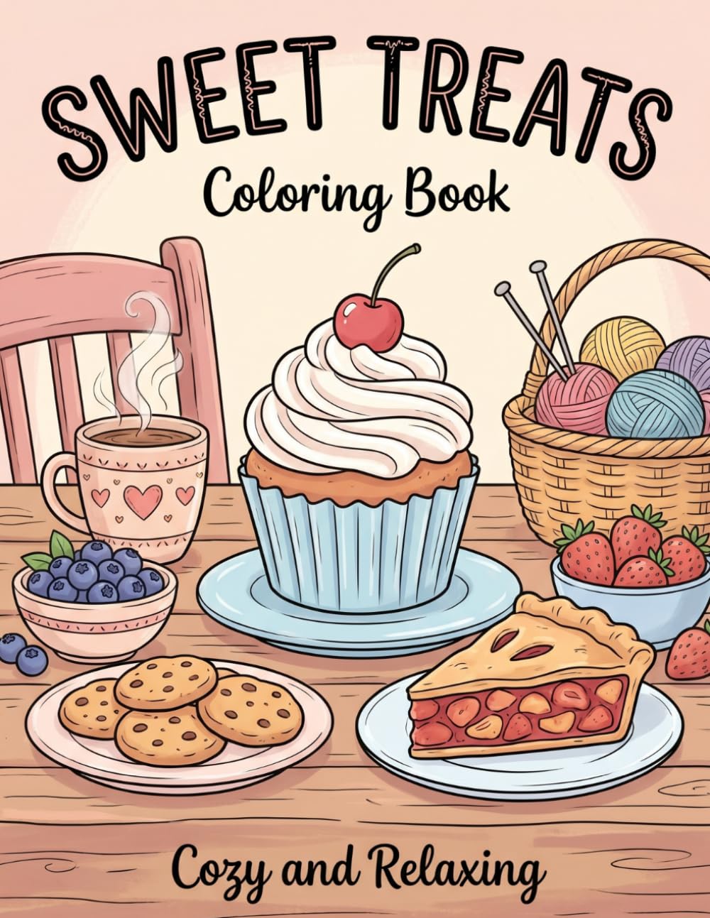 Sweet Treats Coloring Book: 40 Cozy and Relaxing Desserts to Color with Bold Lines and Simple Designs