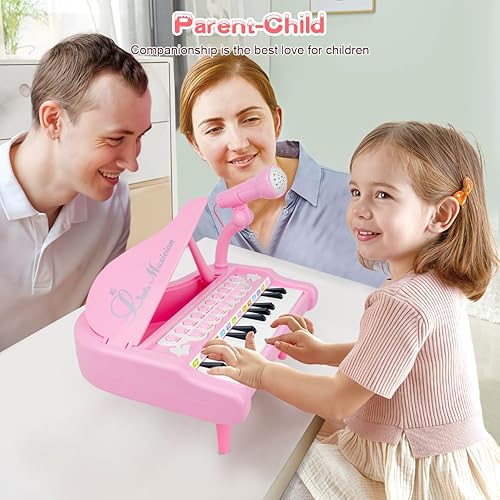 Miniatura 2 de Love&Mini Juguetes de piano rosa para niñas de 1 año o más, regalos de primer cumpleaños, piano para niños pequeños, instrumentos de juguete musical