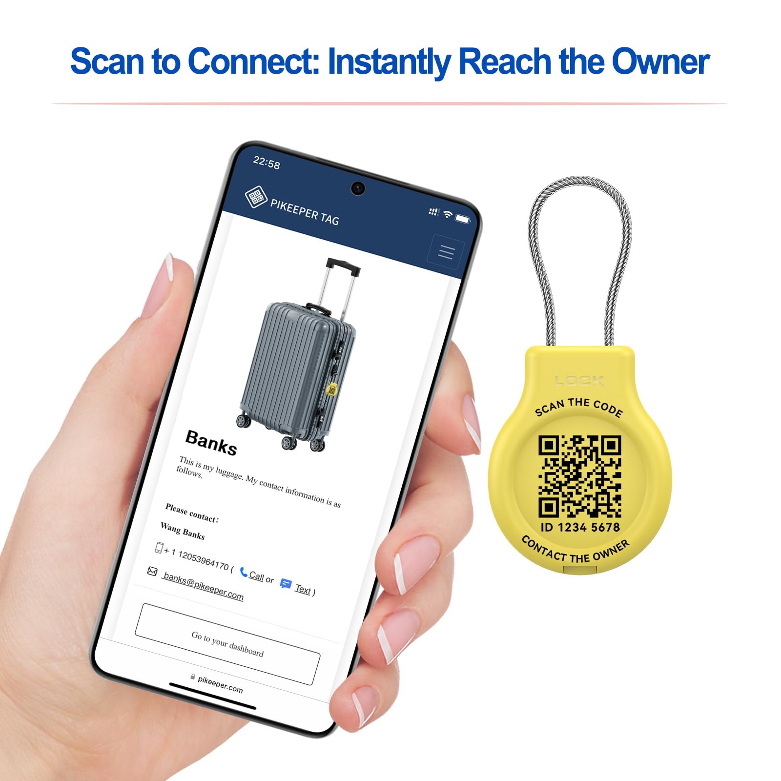 Pro 4-Pack 2-in-1 Smart Luggage Tracker & Case per AirTag, Finder integrato funziona con Apple Find My Network, impermeabile Lost-and-Found QR Code Tag con cavo antifurto per borsa [iOS solo]