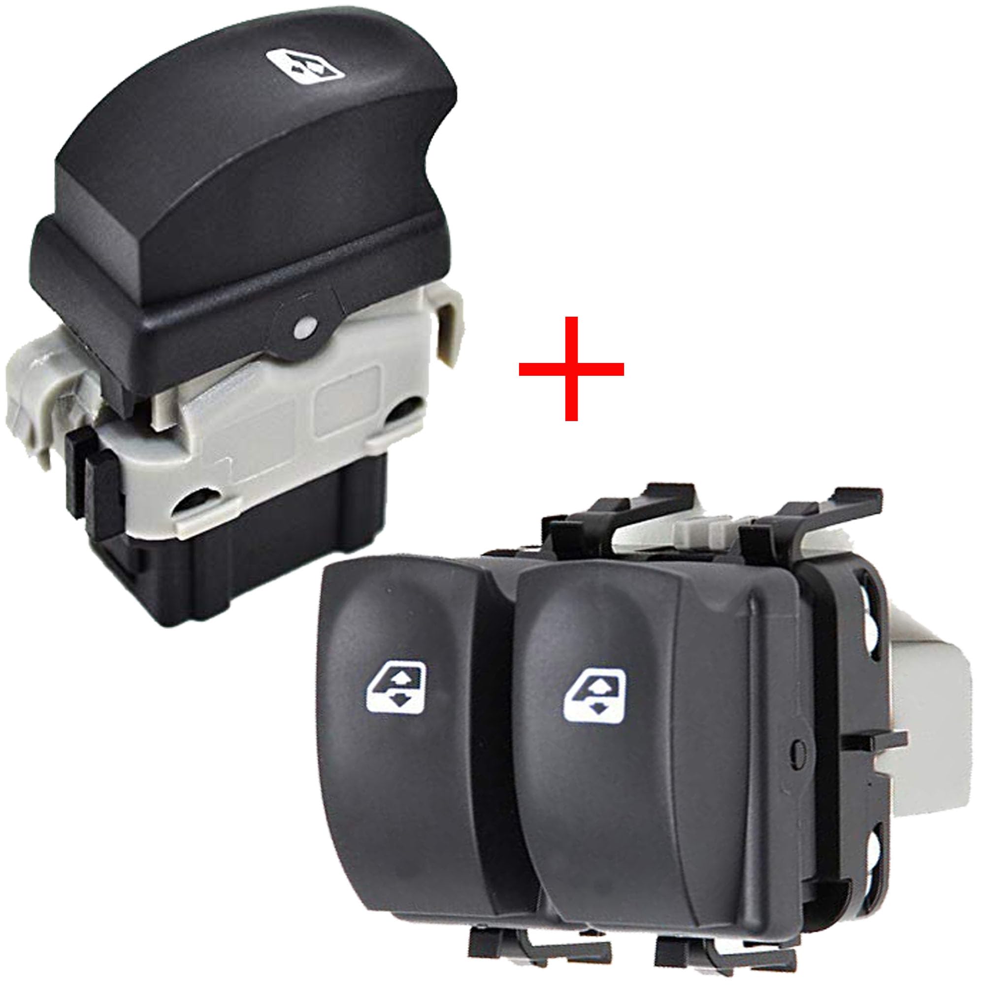 Partsline (Lot de 2) Bouton de Lève-Vitre Électrique Avant Gauche ET Avant Droit OU Arrière Gauche OU Arrière Droit compatible avec Clio III, Modus, Twingo II - 8200002451 8200214936
