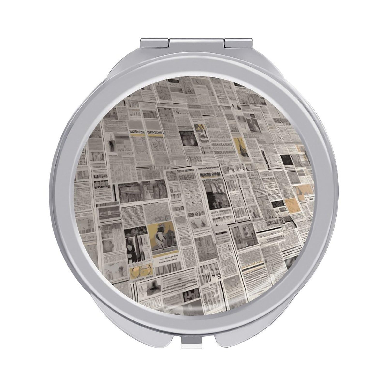 Fekiloot Style Newspaper Travel Makeup Mirror Handheld Compact Mirror Portable Pocket Mirror Double-Sided 1X/2X Magnifying For Handbag And Purses