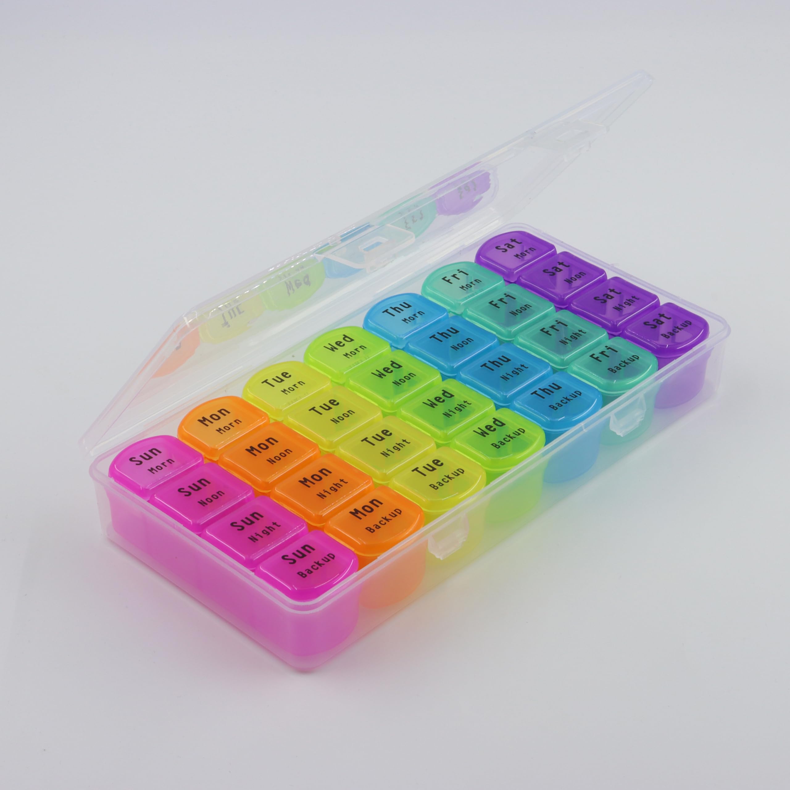 Langthering Pill Box 4 Times a Day, Betife Weekly Pill Box Organisers, 7 Day Tablet Organiser, Daily Pill Dispenser 7 Day 4 Compartments, Tablet Box for Medication, Vitamins and Supplements (White)