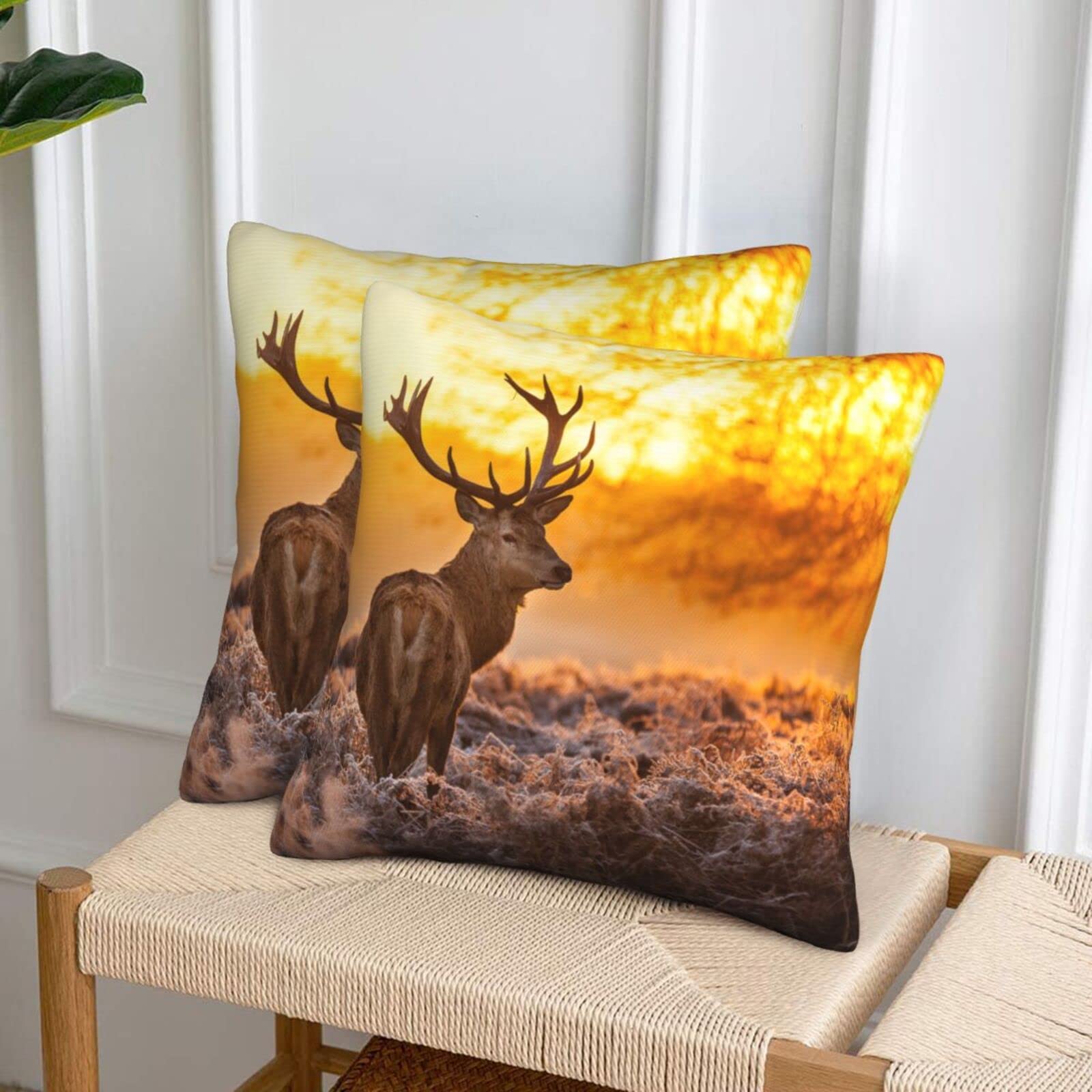 Federa Per Cuscino ITFRO In Cotone E Lino, 30x50 Cm, Con Motivo Bastoni Da Pesca E Caccia, Retro Beige