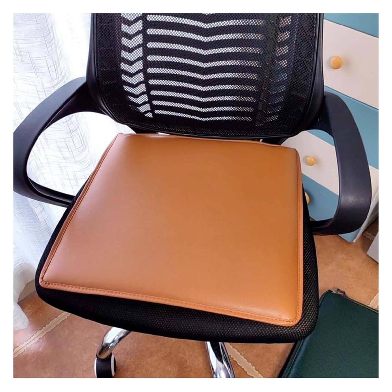 ksxnkhk (Set Of 1/2/4) Waterproof Faux Leather Seat Cushion, Dining Chair Cushion Non-slip Office Chairs Square Cushions(Orange,45 * 45cm(Set 4))