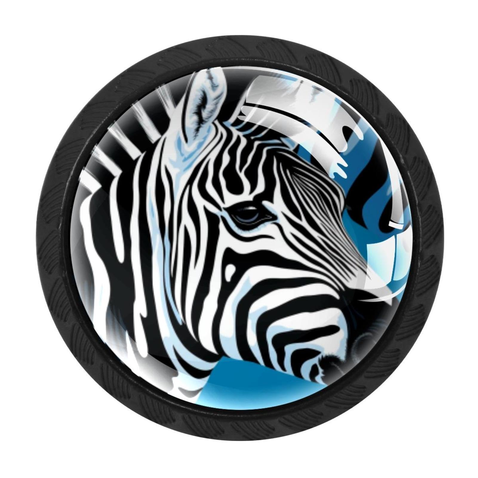 CHENZZZZ 4 Pack Zebra Dresser Drawer Cabinet Knobs Round Crystal Glass Knobs Pulls Handles for Kitchen Wardrobe Cupboard Door Hardware