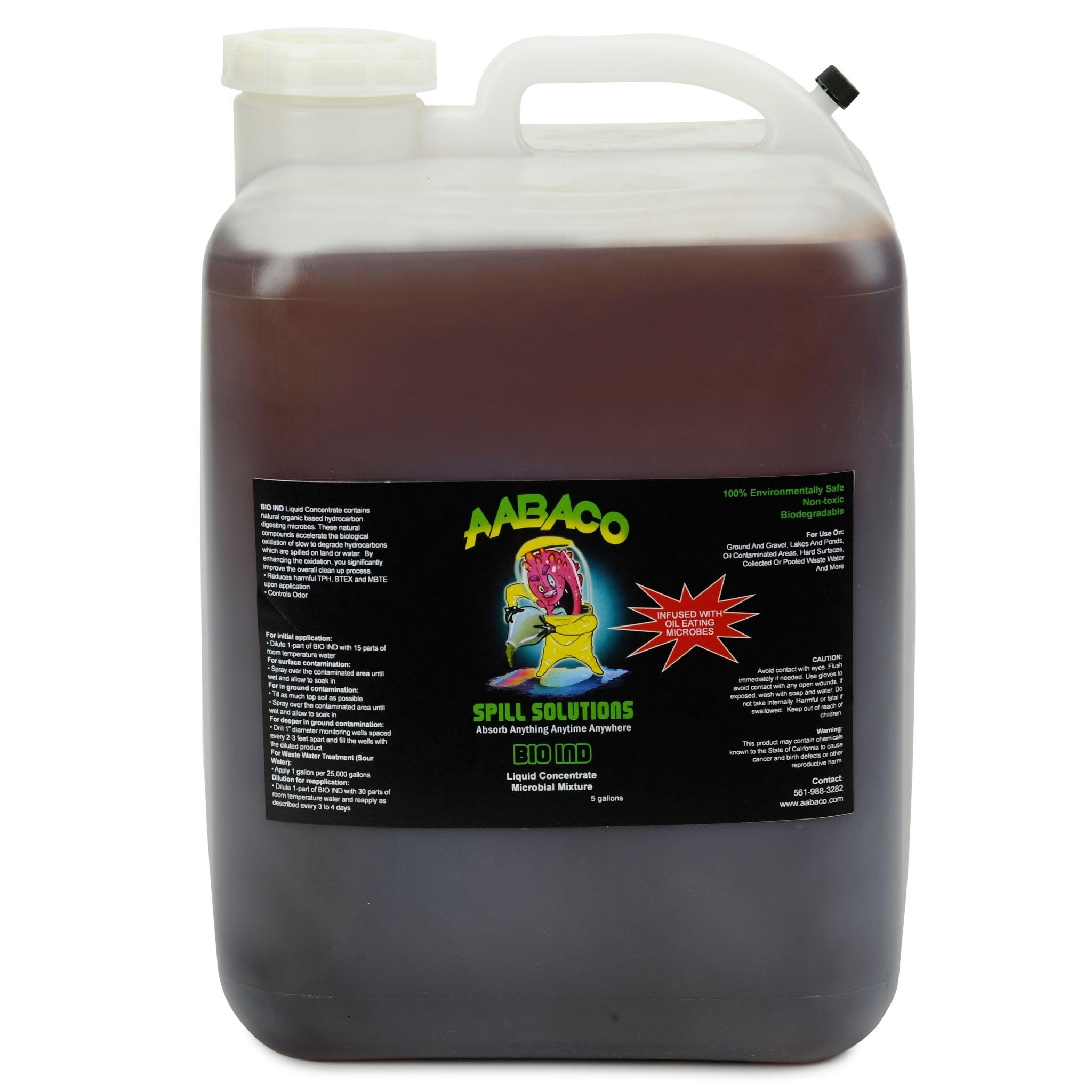 Environmental BIO IND Biodegradable Oil-Eating Microbes for Eco-Friendly Bioremediation of Hydrocarbons | for Water, Soil & Hard Surface Cleanup - 5 Gallon