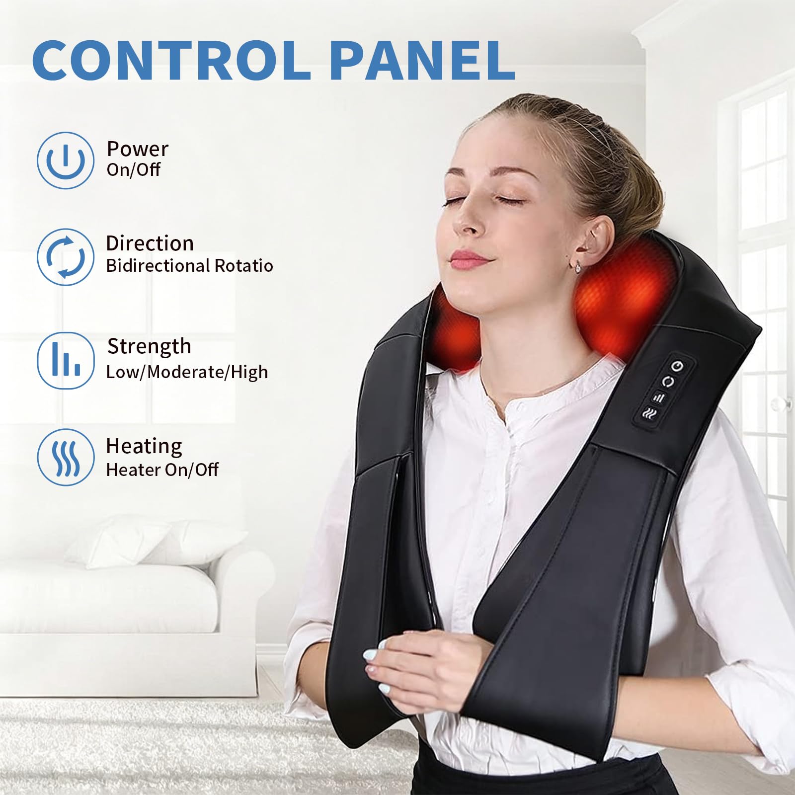 iKristin Masajeador de cuello con calor, masajeador Shiatsu, tejido profundo, amasado 3D | Para cuello, espalda, hombros, pies y piernas, para relajar los músculos en casa y offie para mujeres y hombres