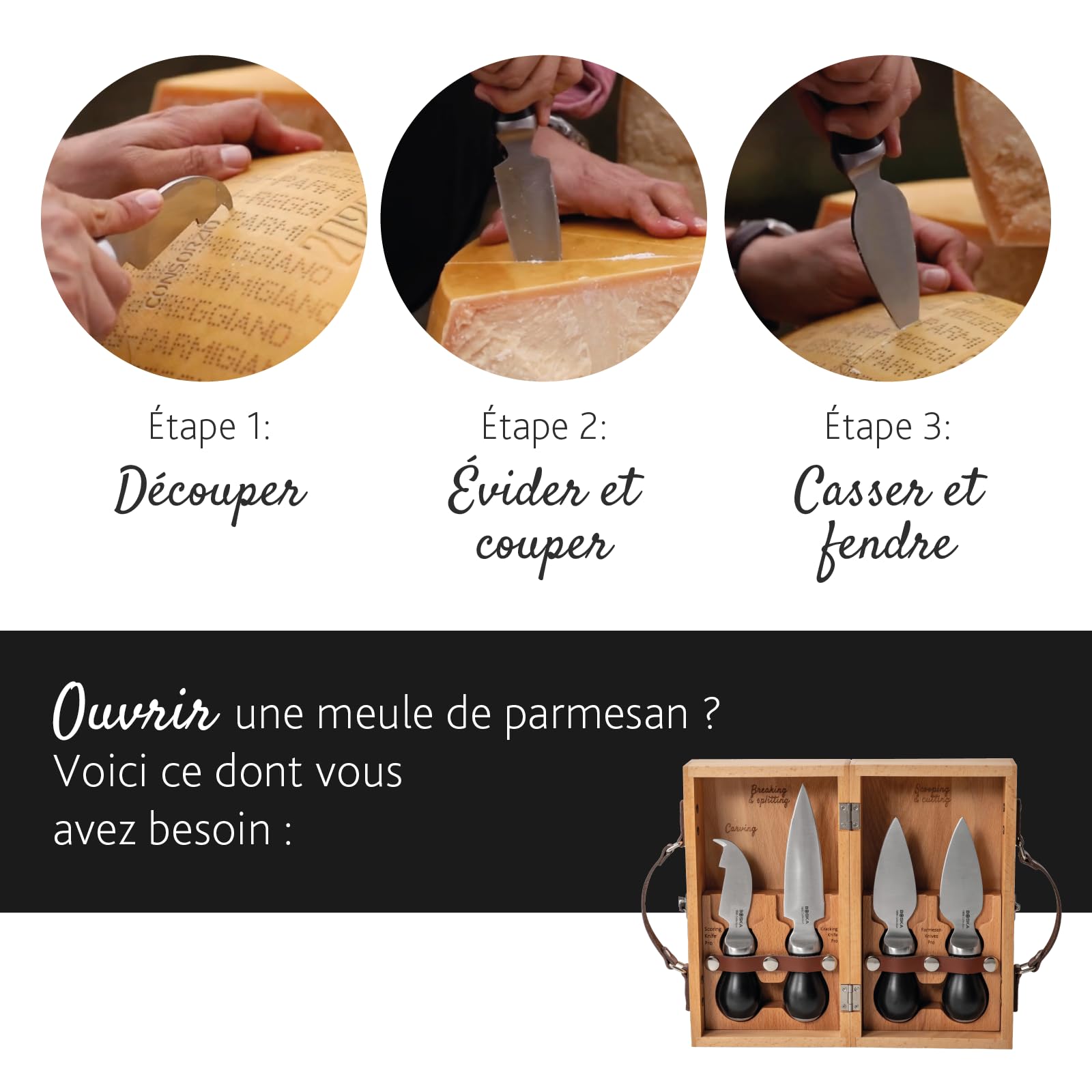 BOSKA Couteau à Parmesan Pro Couteau à fromage professionnel - Qualité supérieure - Acier inoxydable - Pour fendre les fromages très durs - Collection 1896
