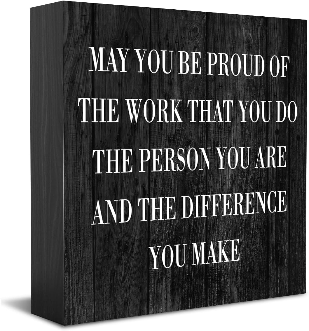 Inspirational Wooden Box Sign 7x7 Inch Rustic Desk Decor Plaque