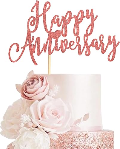 Arthsdite Decoración de pastel de feliz aniversario, decoración de tartas de aniversario de boda, suministros de decoración de fiesta, decoración de