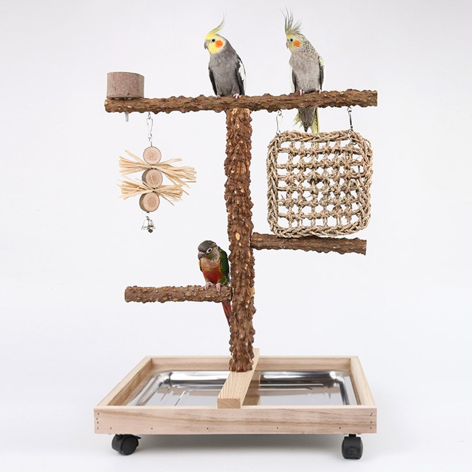 Parco giochi per pappagalli, uccelli con vassoio, uccelli, giocattolo da masticare, parrocchetti per inseparabili, accessori per gabbia, cacatua