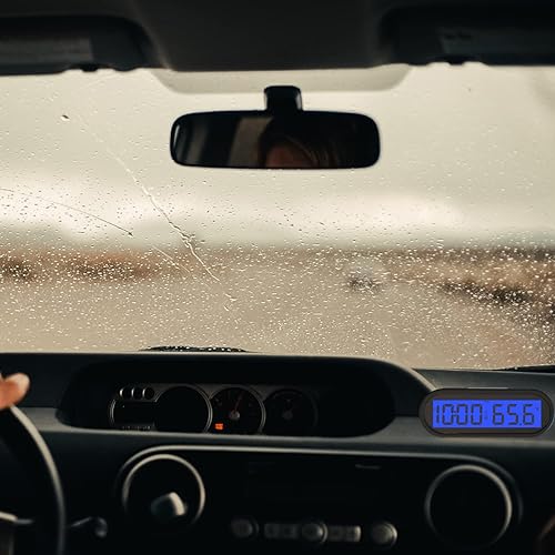 Miniatura 5 de Reloj digital pequeño, reloj de coche con Fahrenheit y temperatura azul retroiluminación pequeño reloj electrónico para tablero de instrumentos,