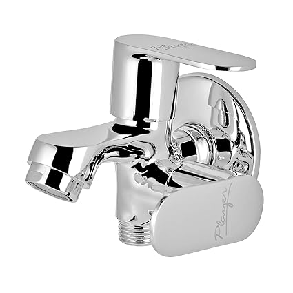 Player 2-in-1 Bib Tap for Garden/Utility Balcony/Kitchen and Bathroom with Provision to Attach Health Faucet or Hand Shower | Brass with Chrome Finish