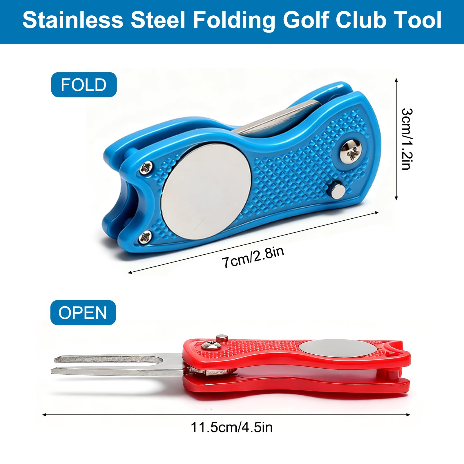VOSSOT Set de 3 Herramientas Repara Divot Golf Plegables, Accesorios Golf Acero Inoxidable