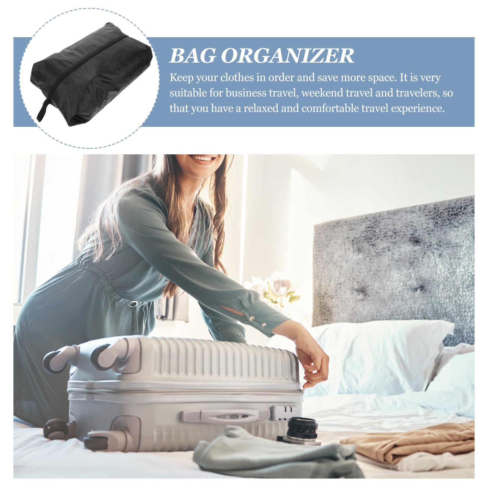 Borsa Organizer da Viaggio 4 Pezzi in Poliestere Nero