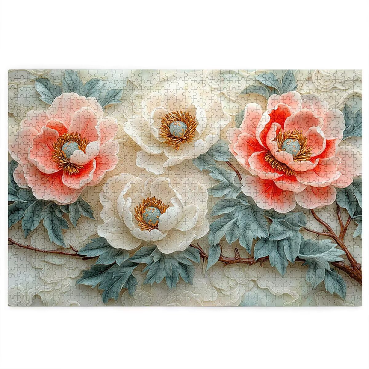 Puzzle 1500 elementów retro, puzzle 1500 elementów dla dorosłych, gra edukacyjna dla dorosłych, grube i wytrzymałe drewno, puzzle do dekoracji, prezent dla kobiet i mężczyzn, motyw: Kwiat P-35