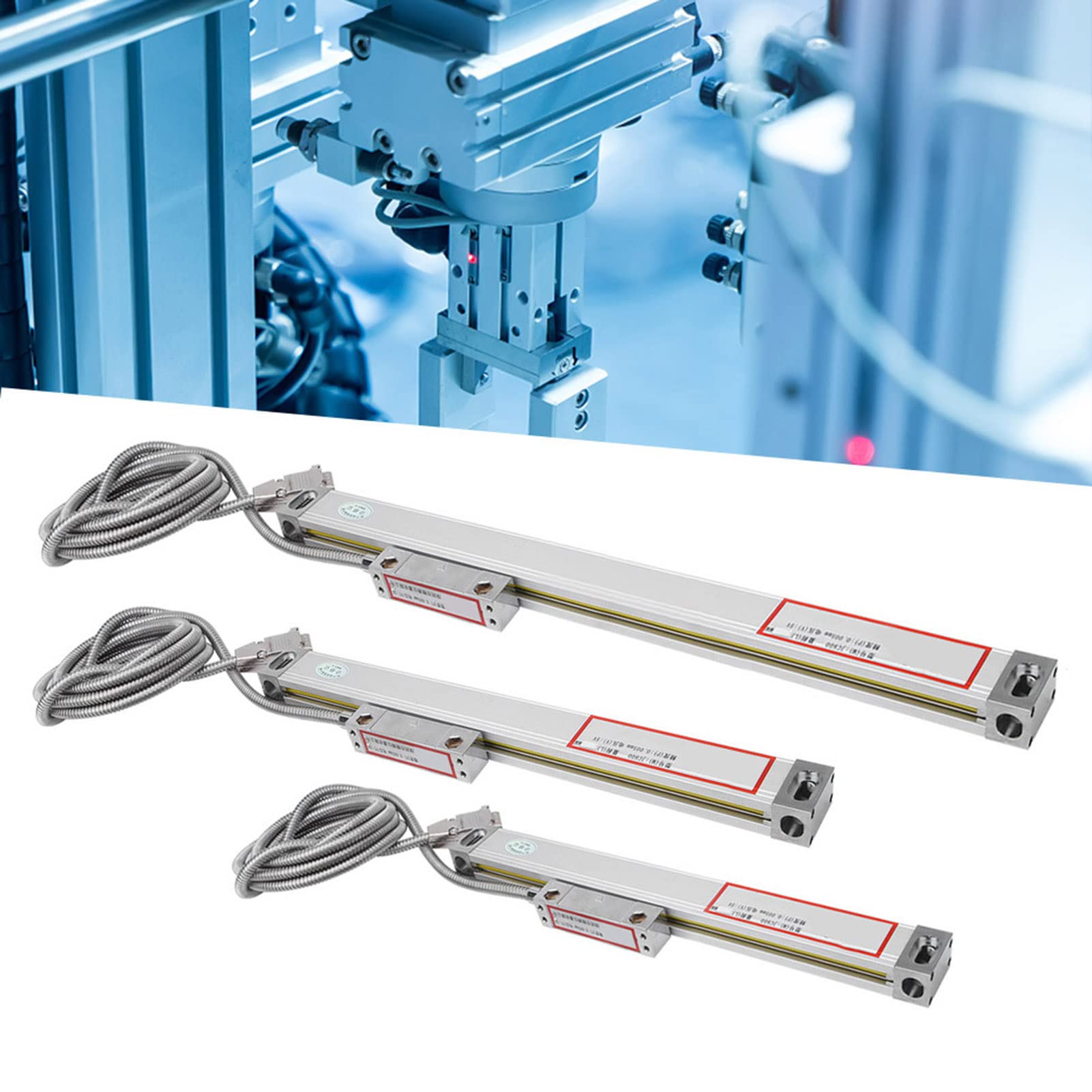 Naroote Codificador de Lectura Digital de Escala Lineal de 3 Piezas, DRO de Resolución de 5 um de Alta Precisión JC800, para Máquinas Herramienta CNC Perfil de Aleación de Aluminio (#1)