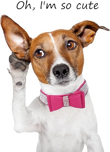 Miniatura 9 de Collar de perro con diamantes de imitación para perros pequeños, medianos y grandes, collares de cuero ajustables para perros, corbatín de diamante