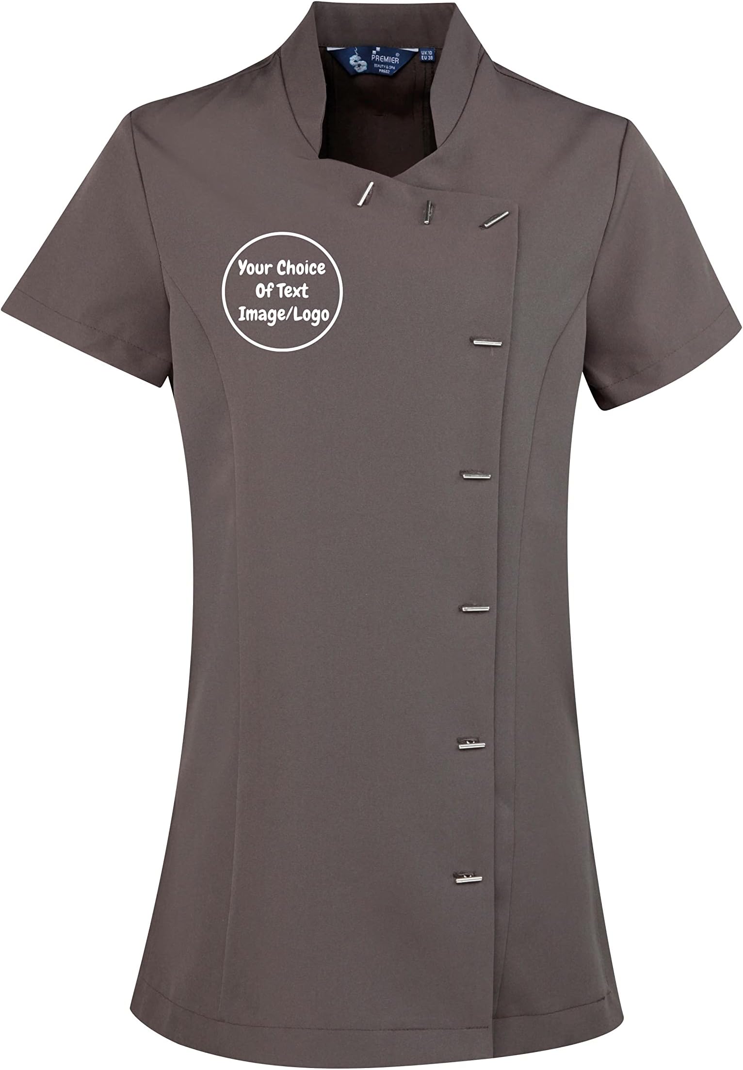 Custom Personalised Beauty & Spa Tunic. Supplied Plain Or With Your Choice Of Embroidered Text Or Logo