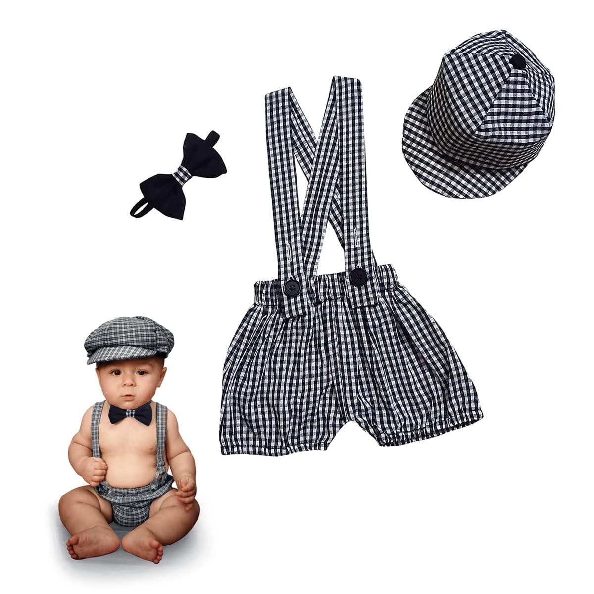 The Root And Craft Kids Birthday Photoshoot Outfit Dress (12 Month - Black & White)