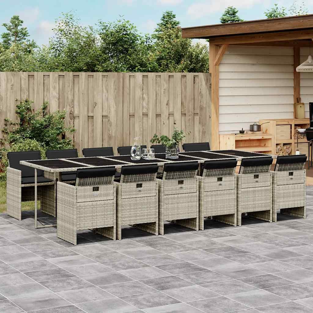 vidaXL Ensemble à Manger de Jardin avec Coussins 5 pcs, Table et Chaise de Terrasse, Meubles de Patio, Mobilier d'Extérieur, Gris Clair Résine Tressée