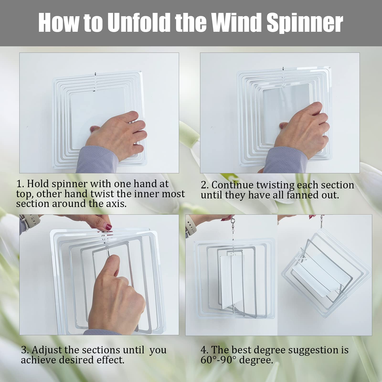 Sublimations-Windspinner Aus Aluminium – 4-teiliges Set Für Garten, Balkon Oder Als Deko Innen