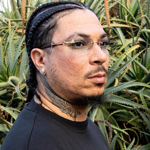 Miniatura 2 de Gafas de sol rectangulares con montura de madera vintage sin montura para hombres y mujeres, lentes de sol rectangulares con marco dorado vintage de