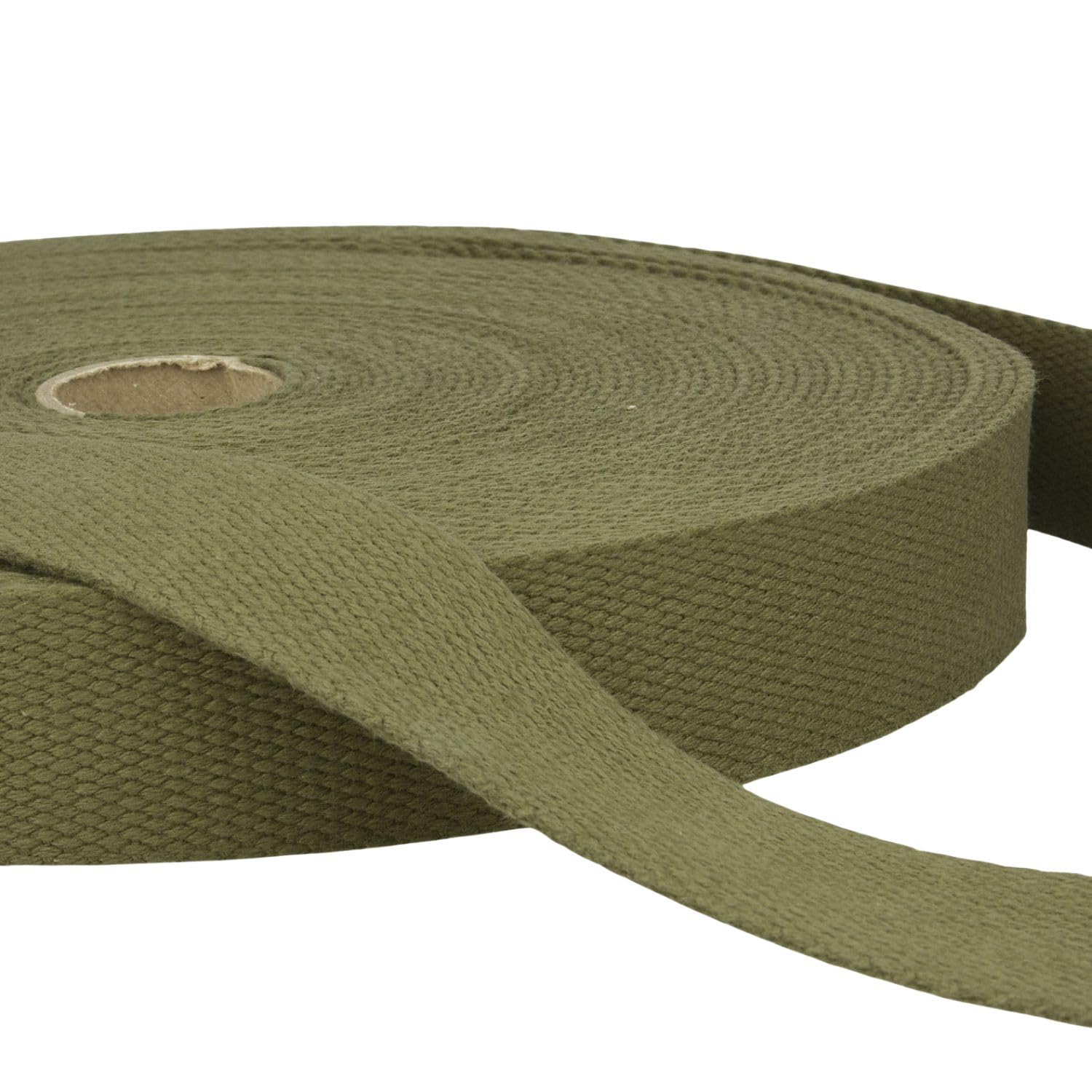 5 Metres Olive Heavy Duty Cotton Webbing, 25mm Wide Strong Thick Firm Strap, Machine Washable 30°C, Perfect for Bag Handles, Tote Straps, Belts, Pet Leads, Repairs & Crafts by Giddy Square