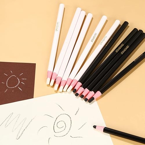 Miniatura 4 de 24 lápices de rotuladores de porcelana para madera, prendas, metal, papel, telas, cuero, vinilo, rotulador de dibujo, negro, blanco