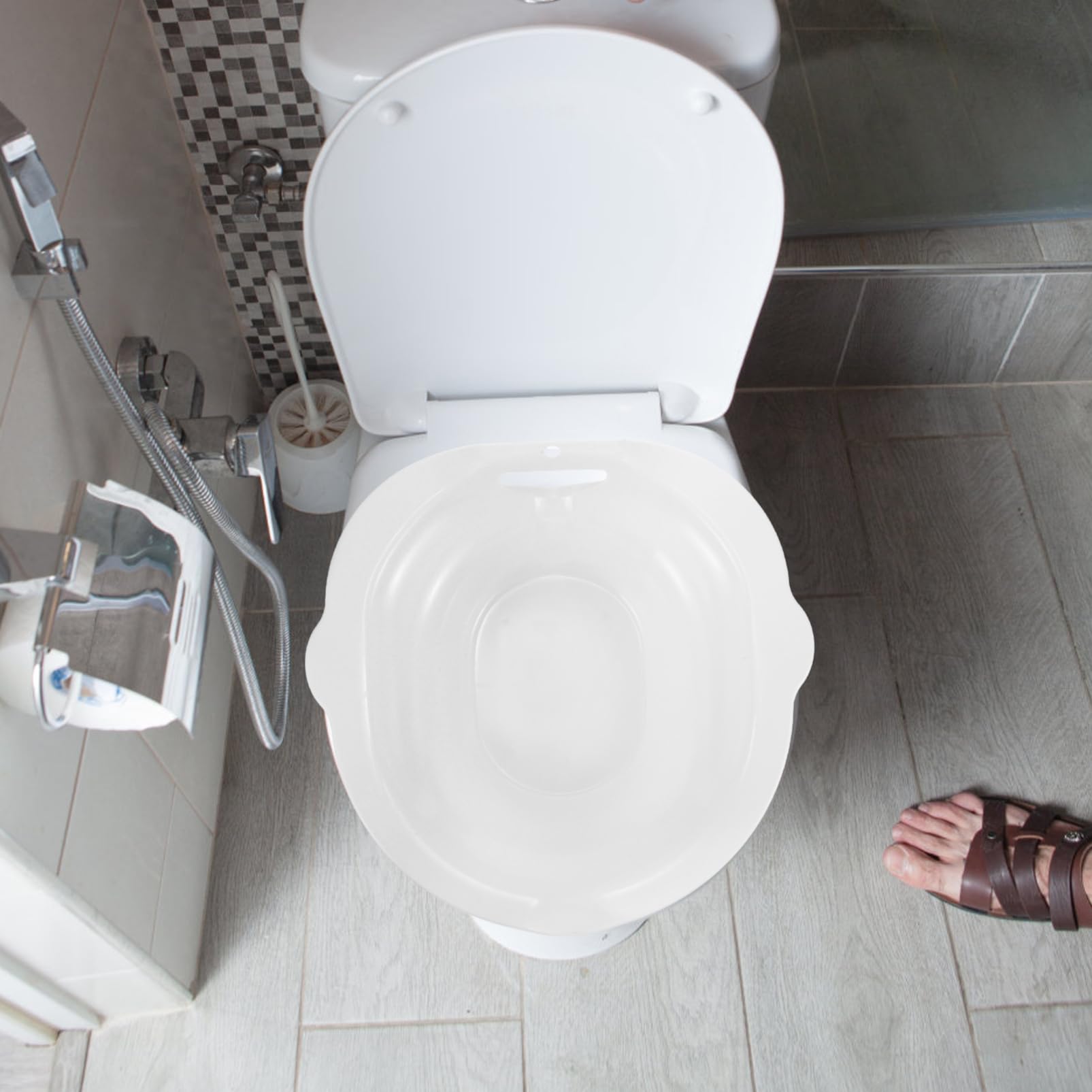 Bacinella Sitz Bath in PP Bianco per Gestanti e Post Parto | Superficie Liscia, Struttura Robusta, Design Unico, per Lavaggio Intimo, Uso da Seduta, Igiene Quotidiana