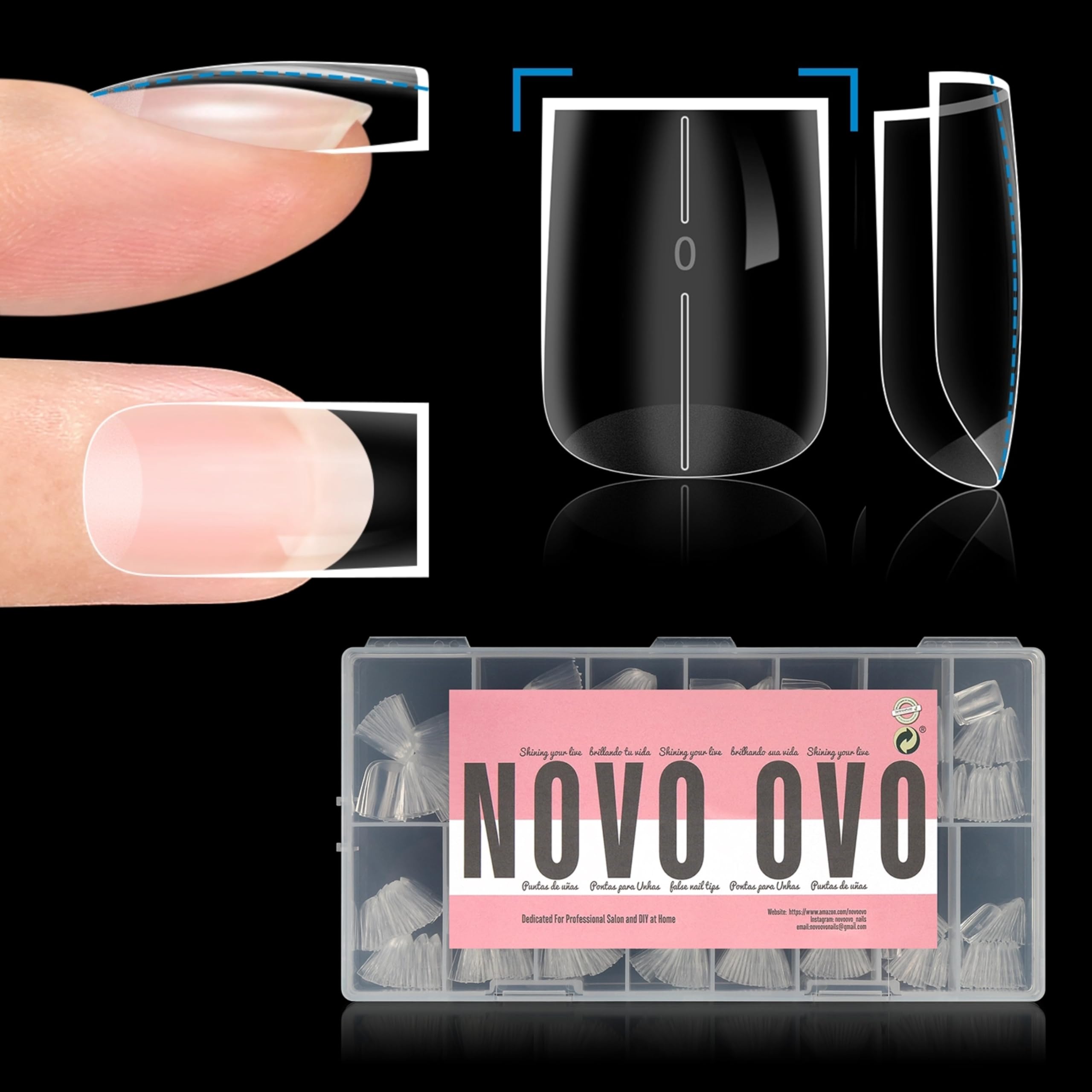NOVO OVO Straight Square Thick Short Natural Nail Tips Press on