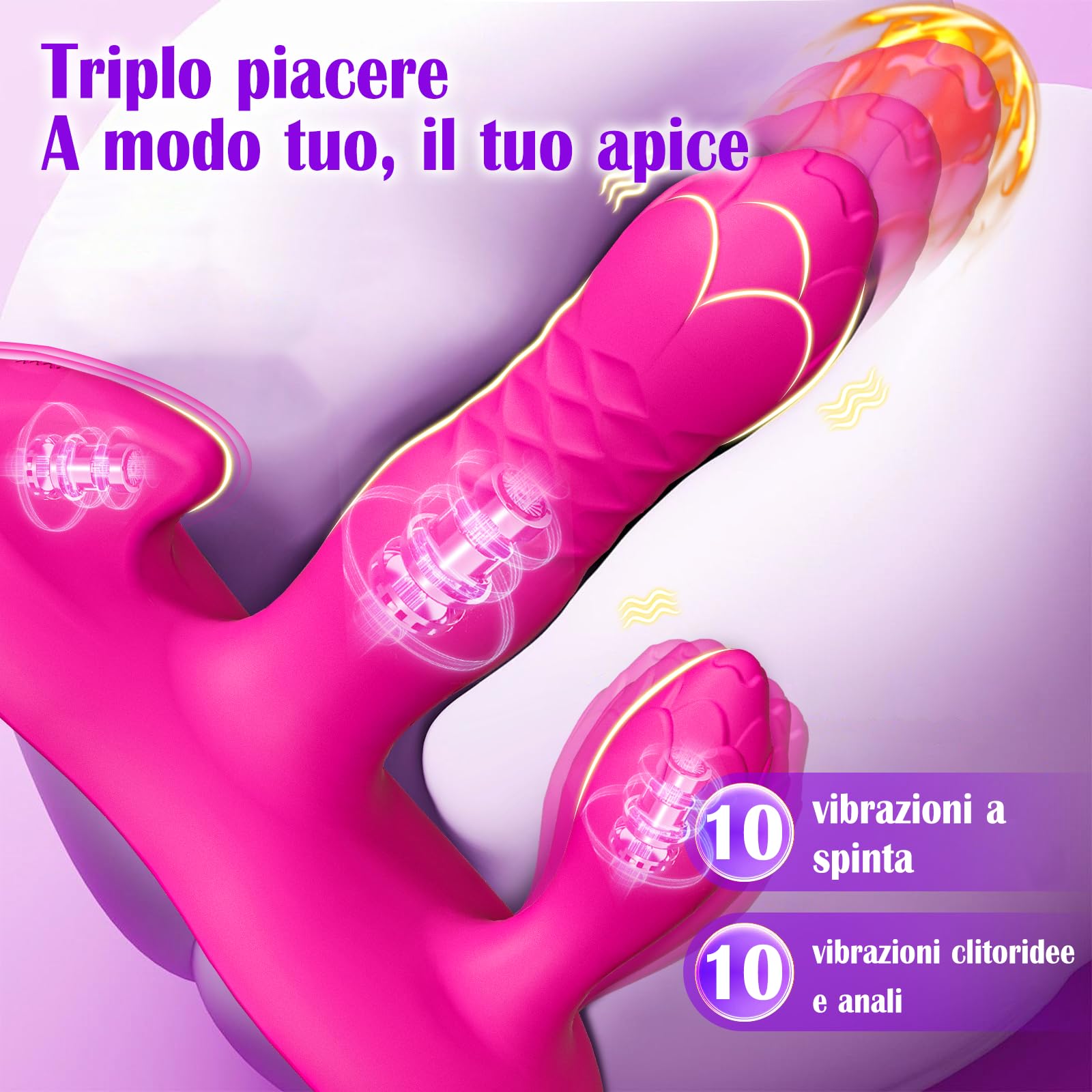 Vibratore per Donna Professionale 3 in 1 con Telecomando e App, Stimolatore Clitorideo e Punto G, Sex Toys sexytoysys per Coppie, Plug Anale in Silicone, Giochi Erotici per Adulti