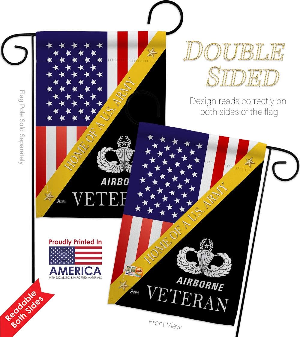Home of Airborne Garden Flag Set Wall Holder Armed Forces Army Rangers United State American Military Veteran Retire Official Small Gift Yard House Banner Double-Sided Made In USA 13 X 18.5
